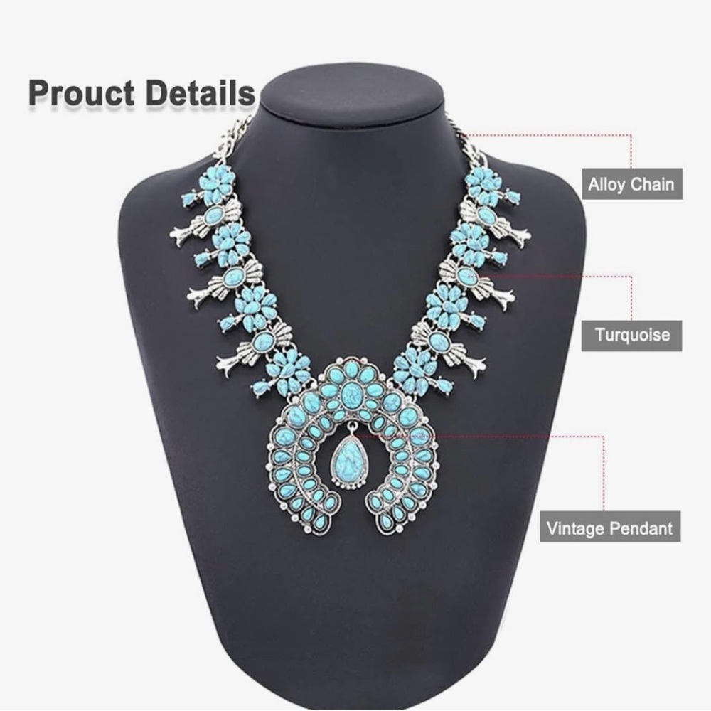 Elegant Silver and Blue Floral Necklace
